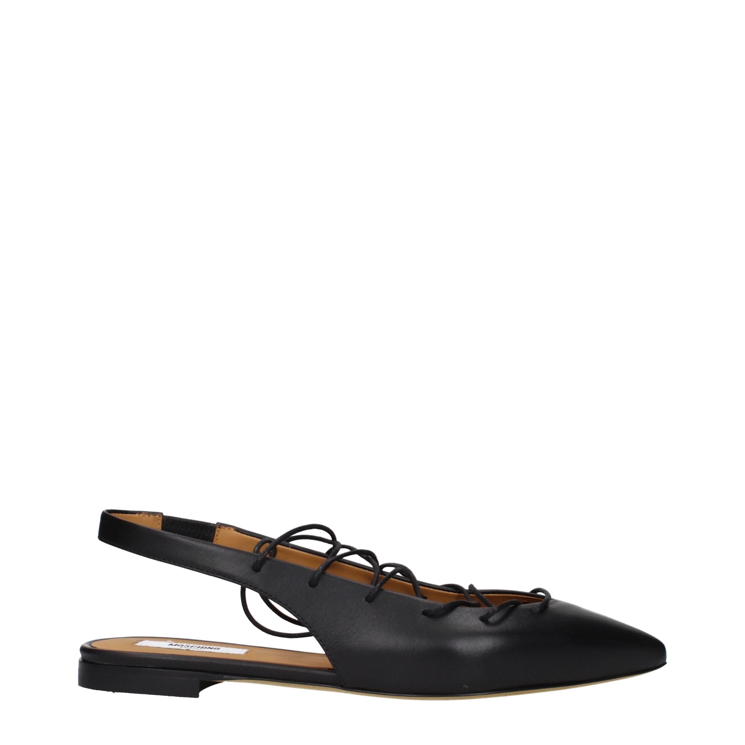 Ballerines en cuir noir Moschino