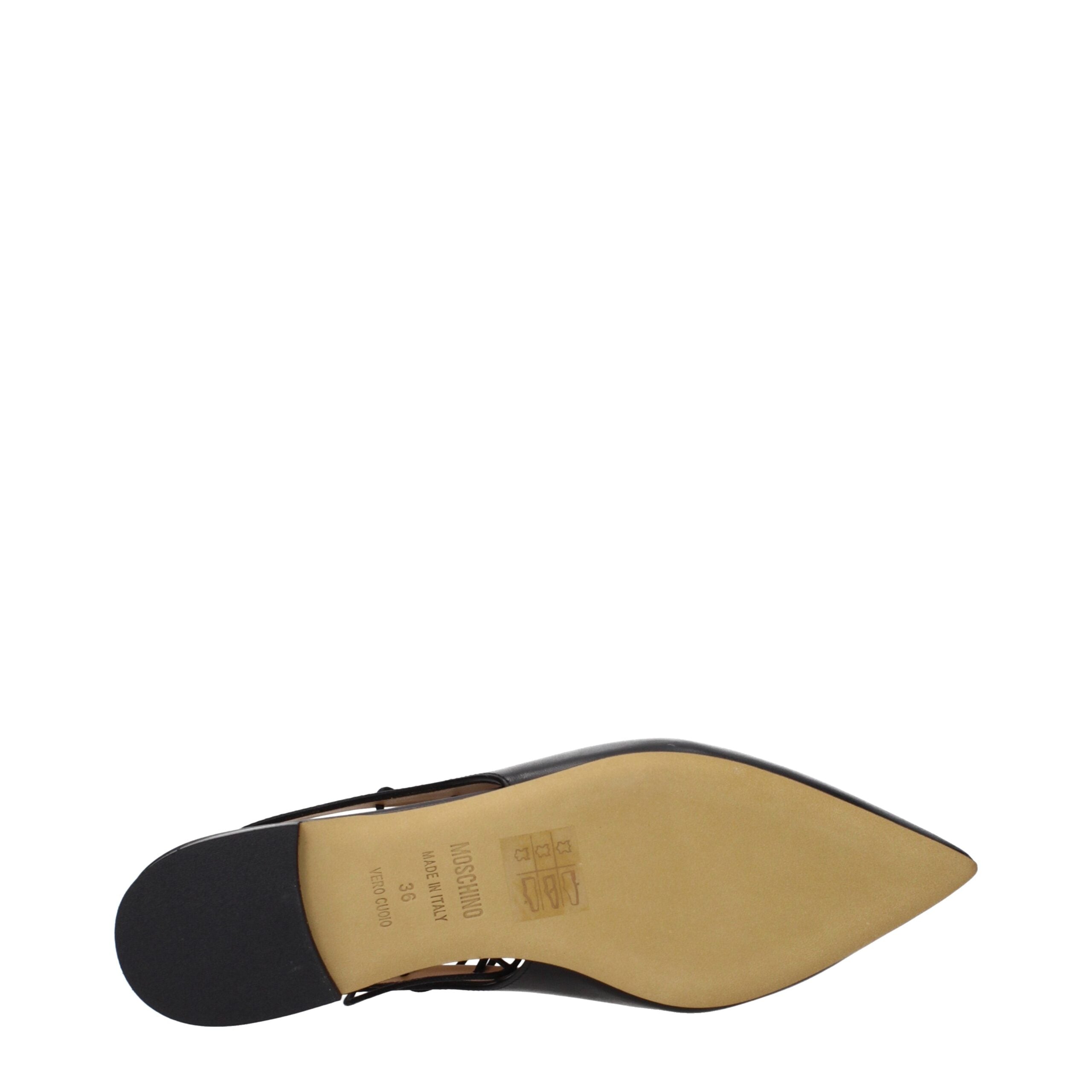 Ballerines en cuir noir Moschino