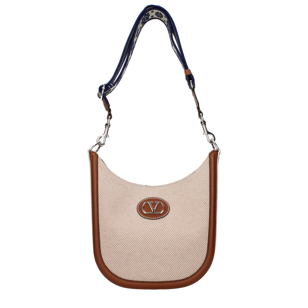 Sac bandoulière Valentino Garavani en tissu beige