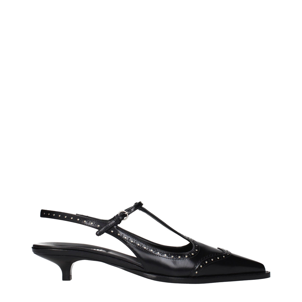 Escarpins Miu Miu en cuir noir à talon mi-haut