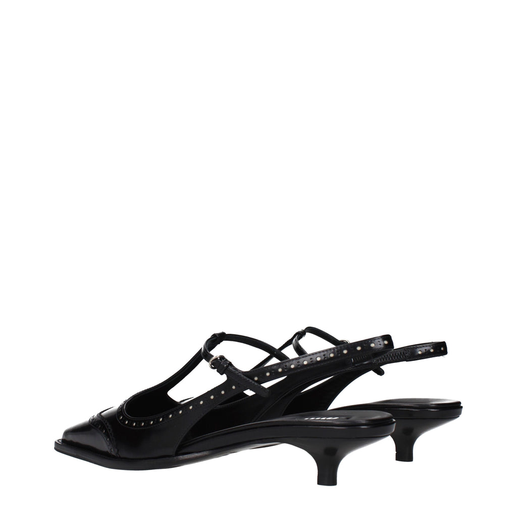 Escarpins Miu Miu en cuir noir à talon mi-haut
