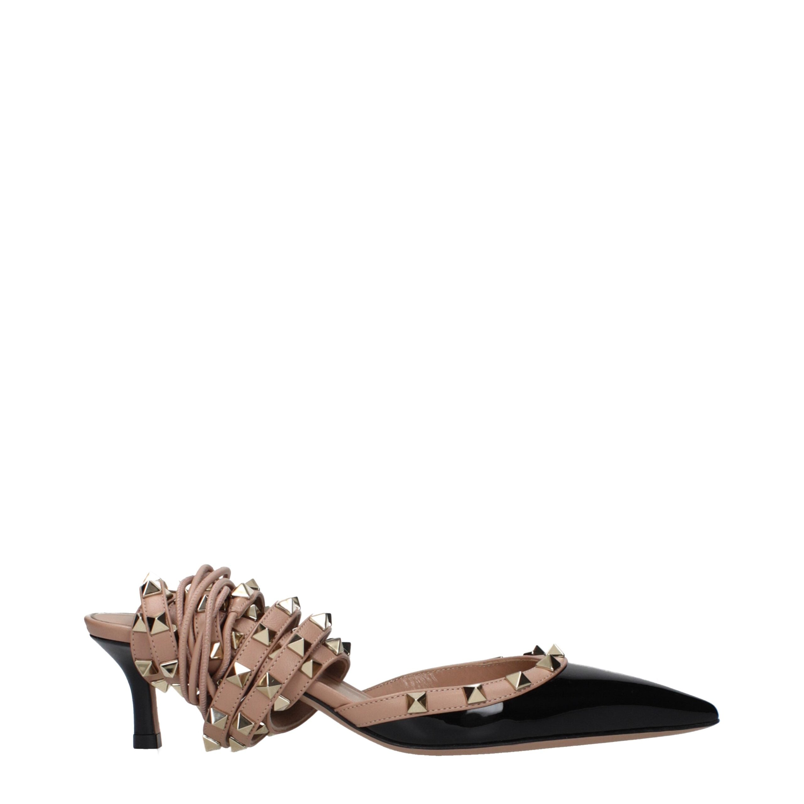 Sandales Valentino Garavani en cuir noir à enfiler