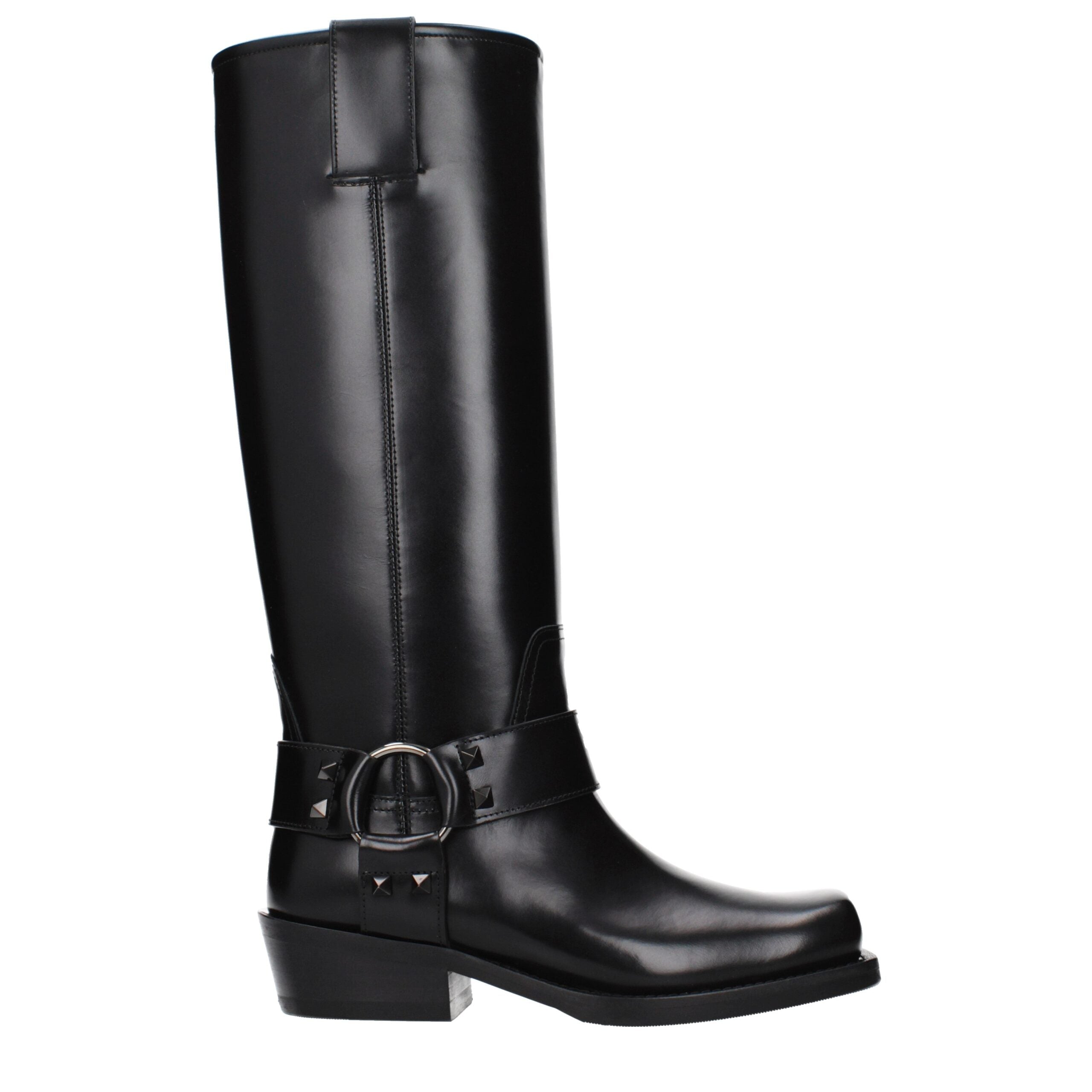 Bottes en cuir noir Valentino Garavani