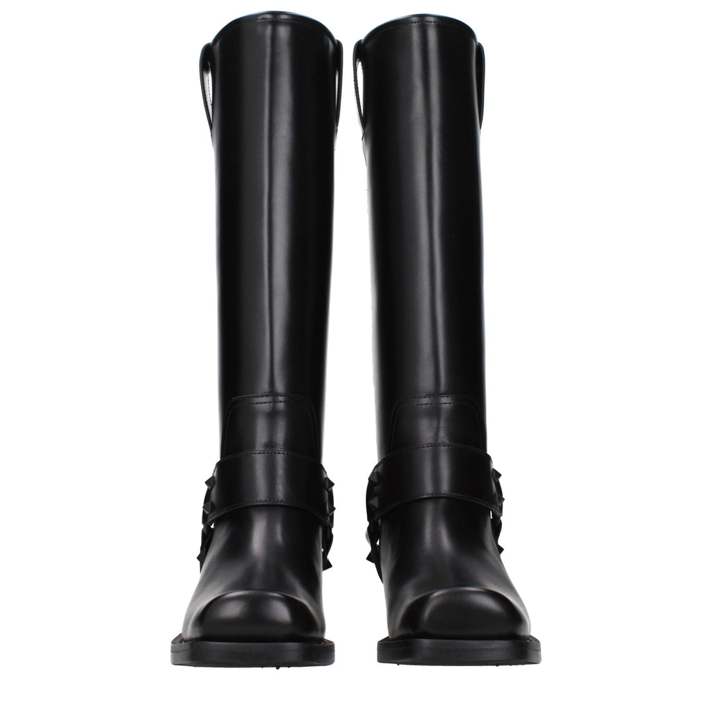Bottes en cuir noir Valentino Garavani