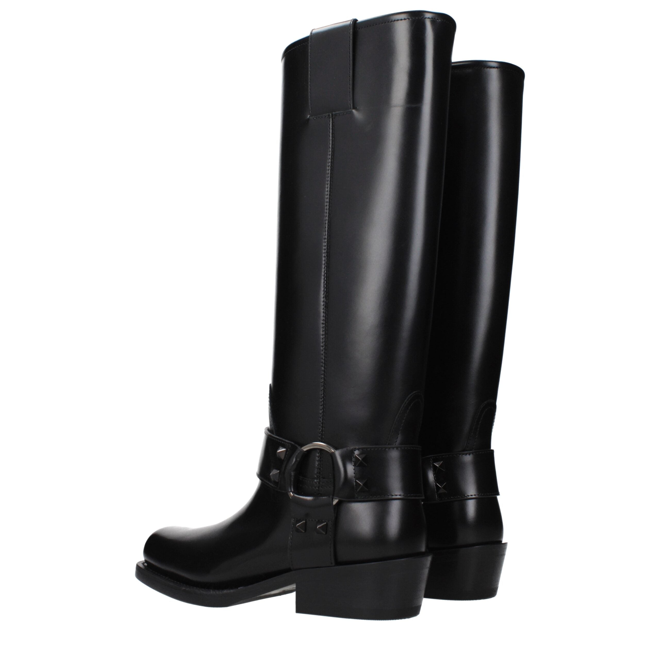 Bottes en cuir noir Valentino Garavani